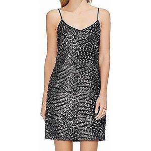 Black & Silver Sequined Sleeveless Dress Sz M NWT